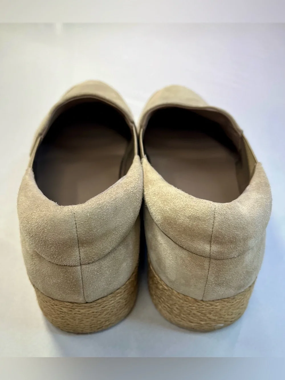 Vince Wilden Suede Espadrille Platform Shoes Tan Suede Slip-On Straw Women’s 9
